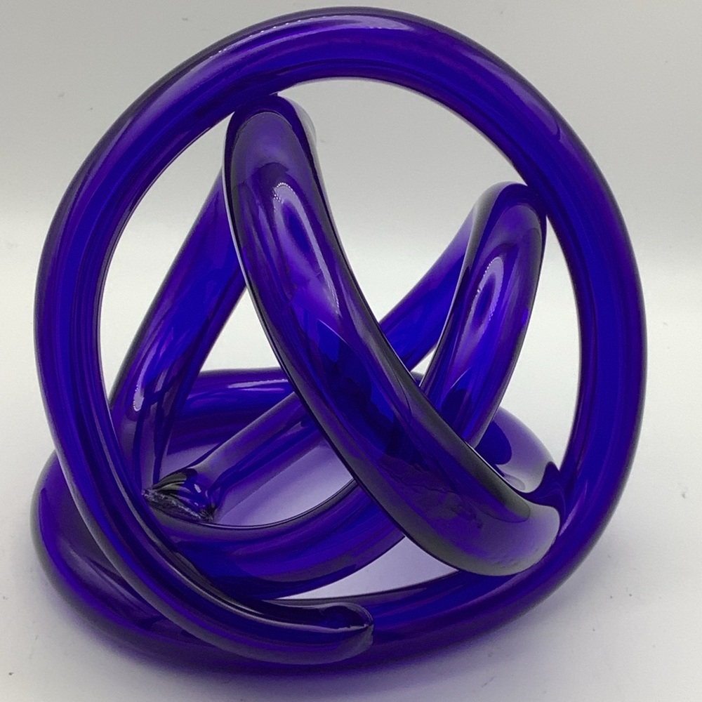 Blue Art Glass Decorative Knot Sculpture